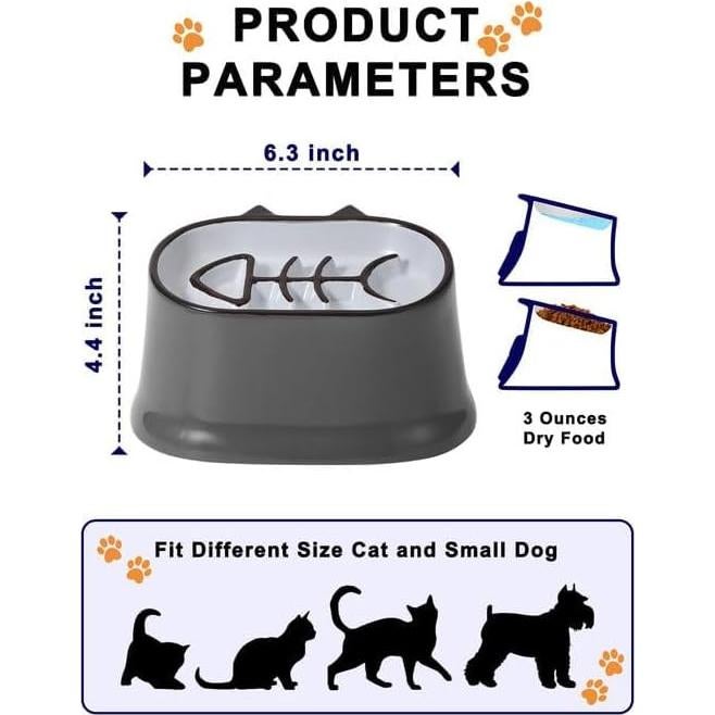 Cuenco Elevado para Gatos Y YHY Cerámica 17.5x16cm Gris