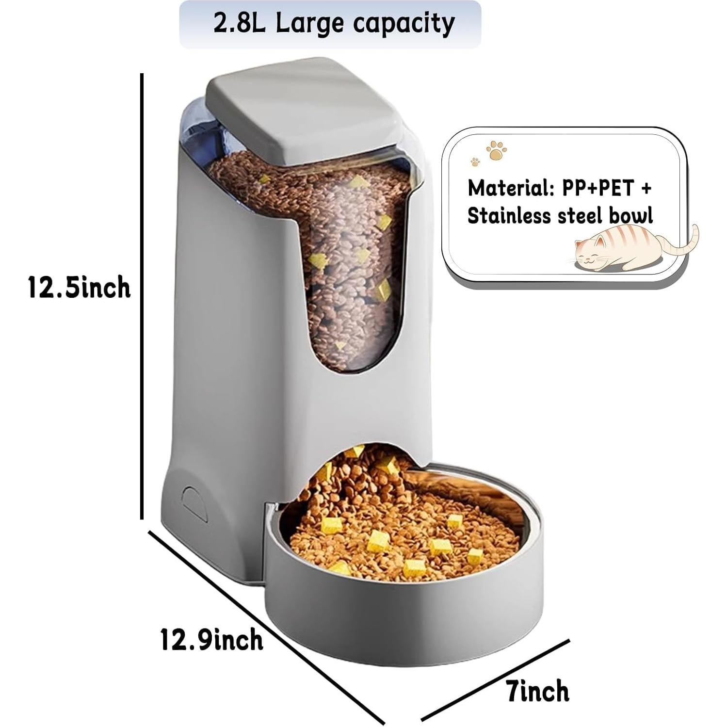 Comedero Gravitacional Hamiledyi 2.8L Acero Inoxidable Gris