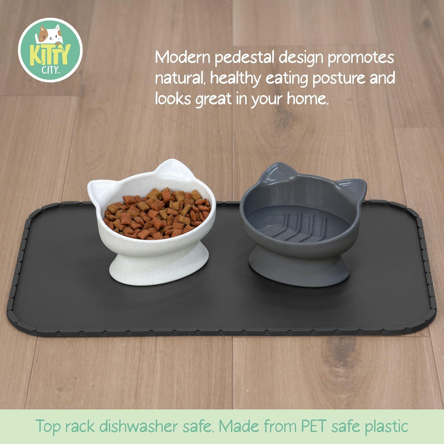 Tazones Elevados para Gato Kitty City 2pk - Diseño Moderno