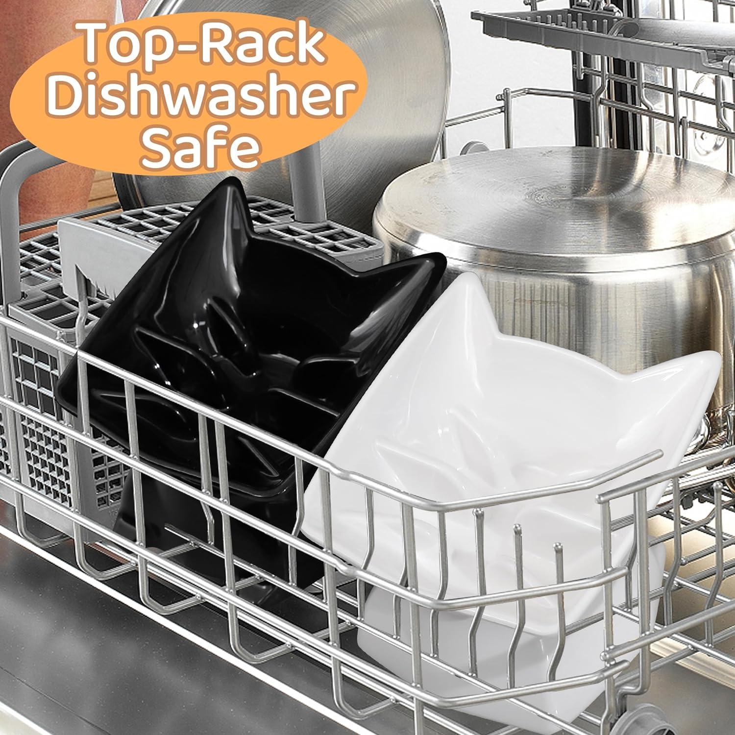 Tazón Elevado para Gatos DNOYEUS Antivómito 11.5x14x15cm Blanco