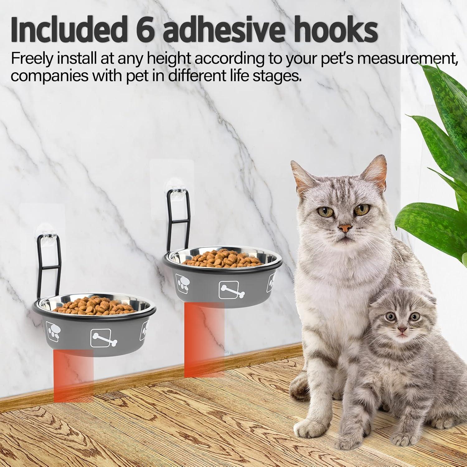 Tazones Elevados para Gatos Torlam de Acero Inoxidable Gris