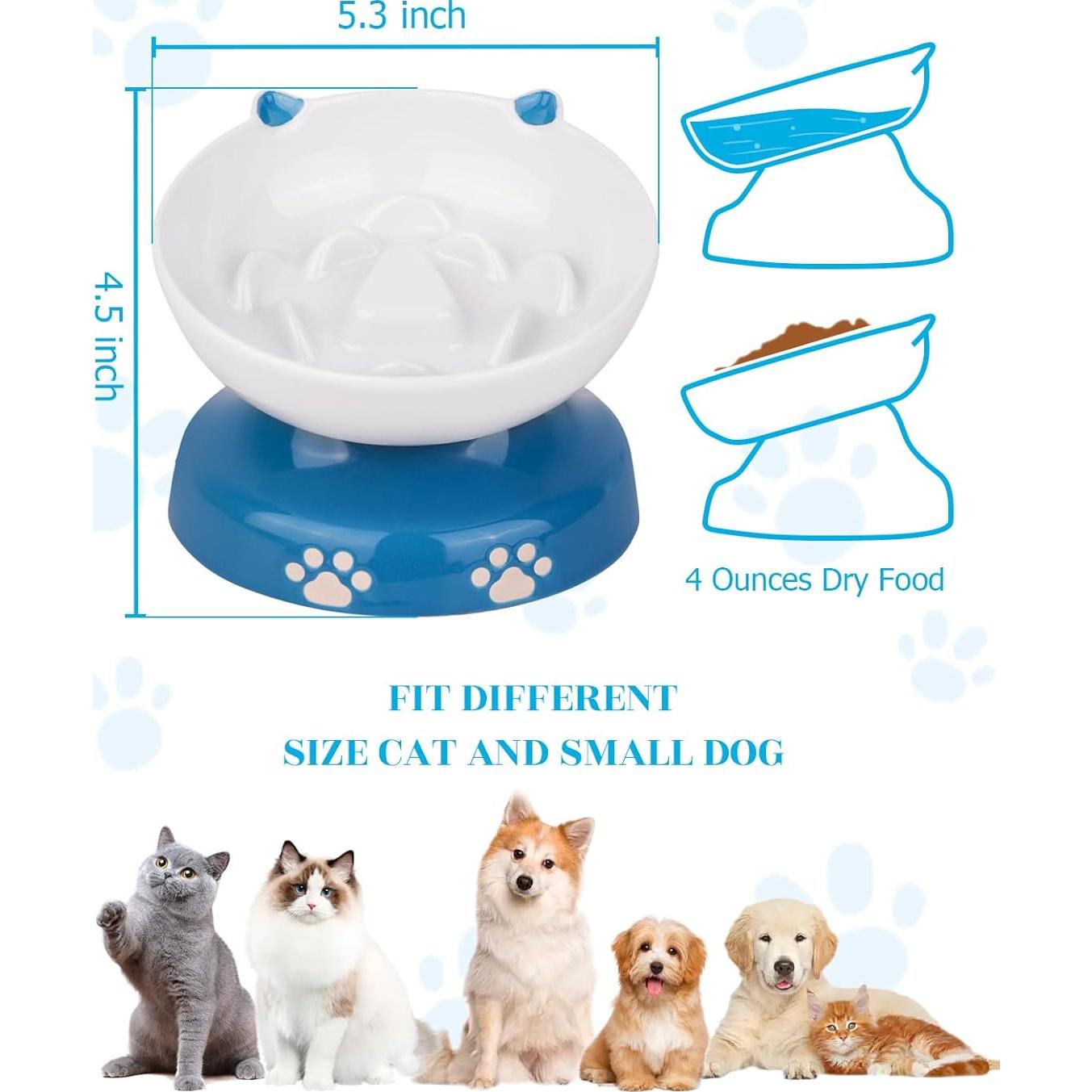 Cuenco Cerámico Elevado para Gatos Y YHY Azul 12.7cm