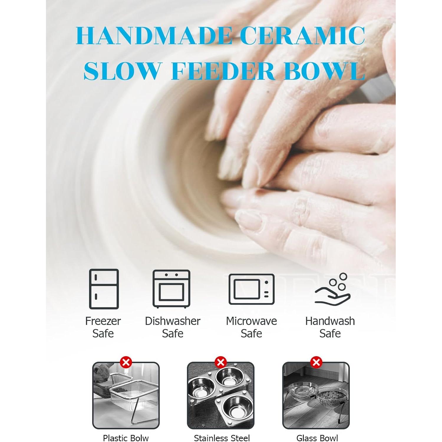 Cuenco Cerámico Elevado para Gatos Y YHY Azul 12.7cm