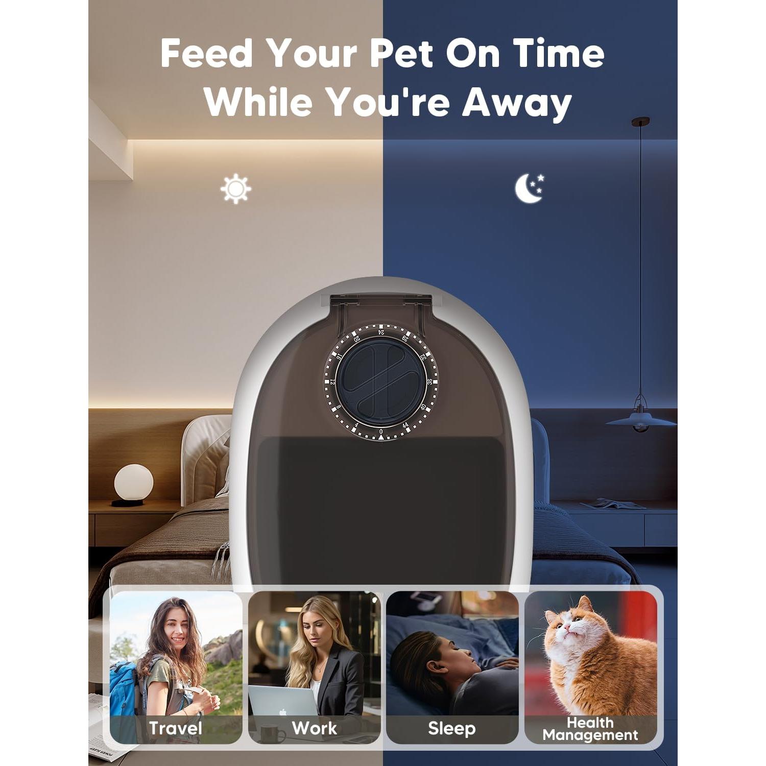 Dispensador Automático de Comida WOPET para Gatos y Perros 1.07kg