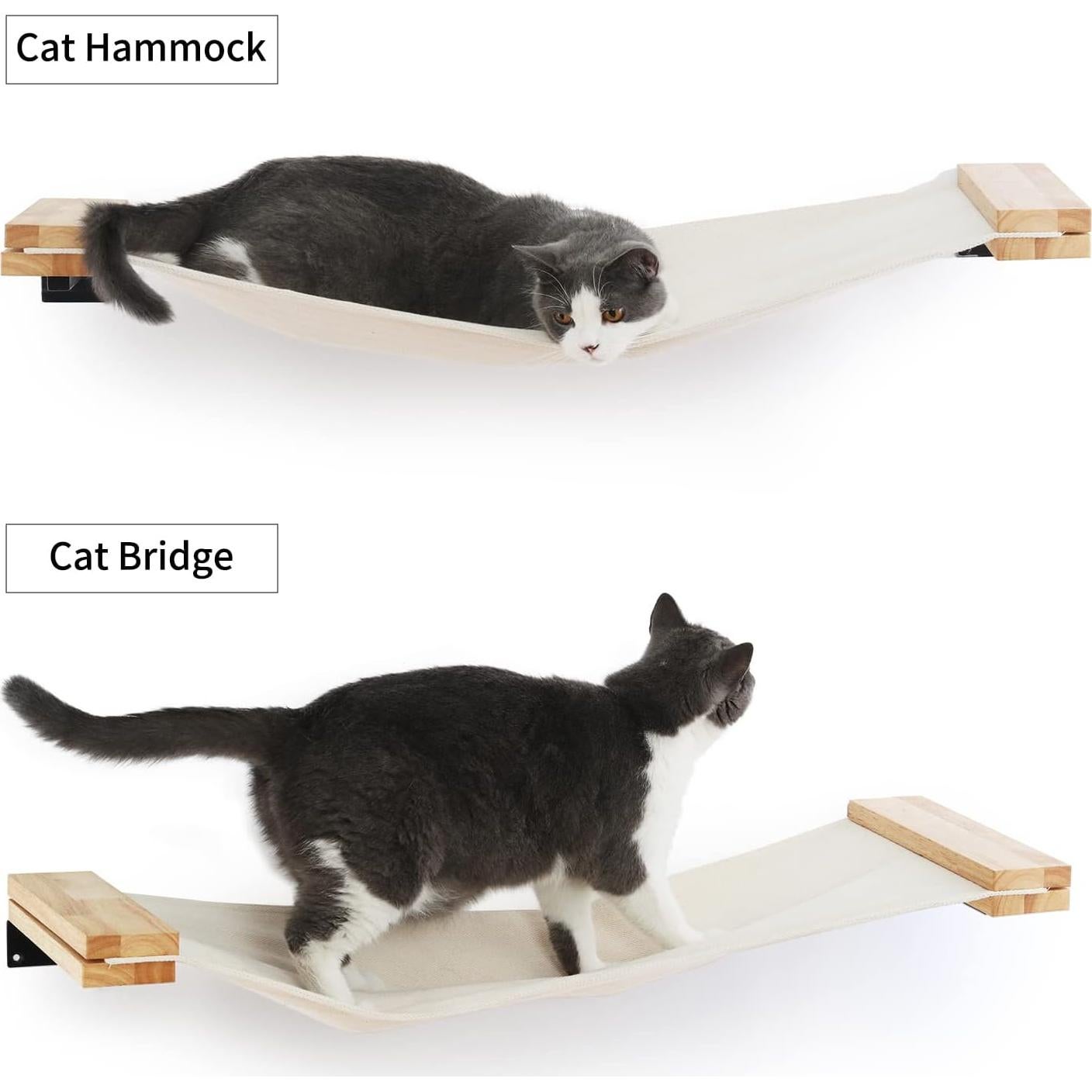 Estante de Pared para Gatos FUKUMARU 86x33 cm Madera de Caucho