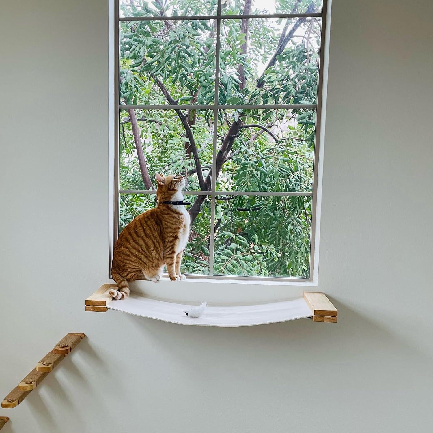 Estante de Pared para Gatos FUKUMARU 86x33 cm Madera de Caucho
