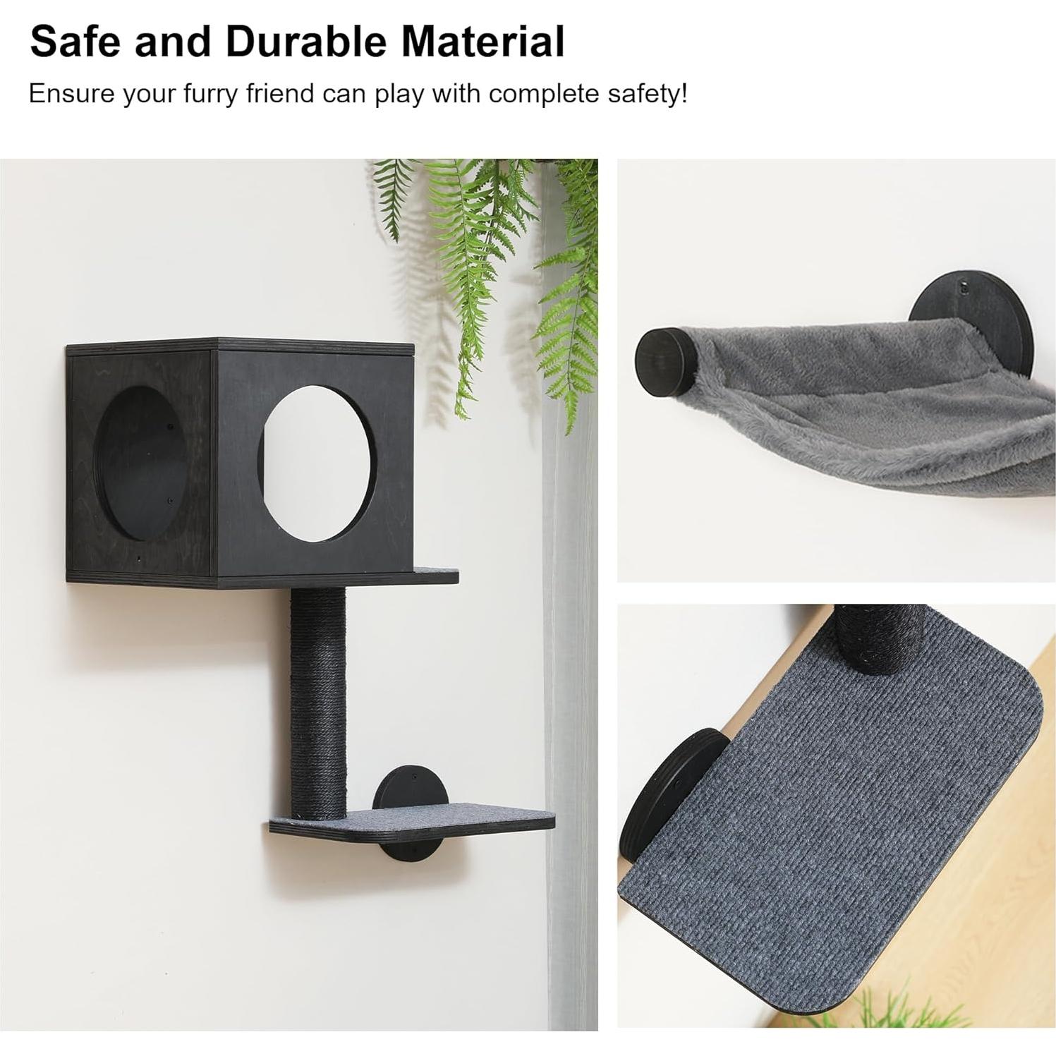 Estantes de Pared para Gatos FUKUMARU 5 Piezas Negro