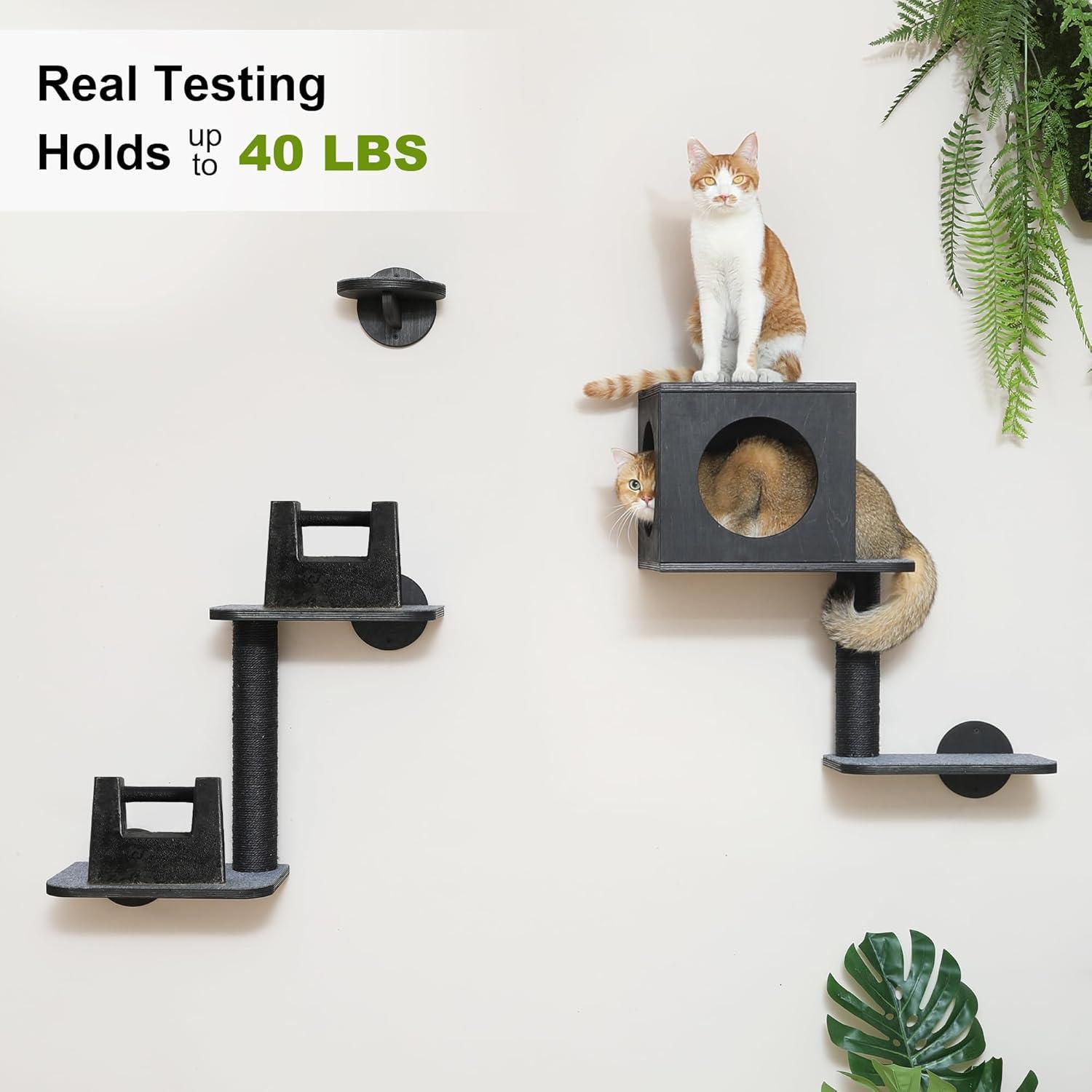 Estantes de Pared para Gatos FUKUMARU 5 Piezas Negro