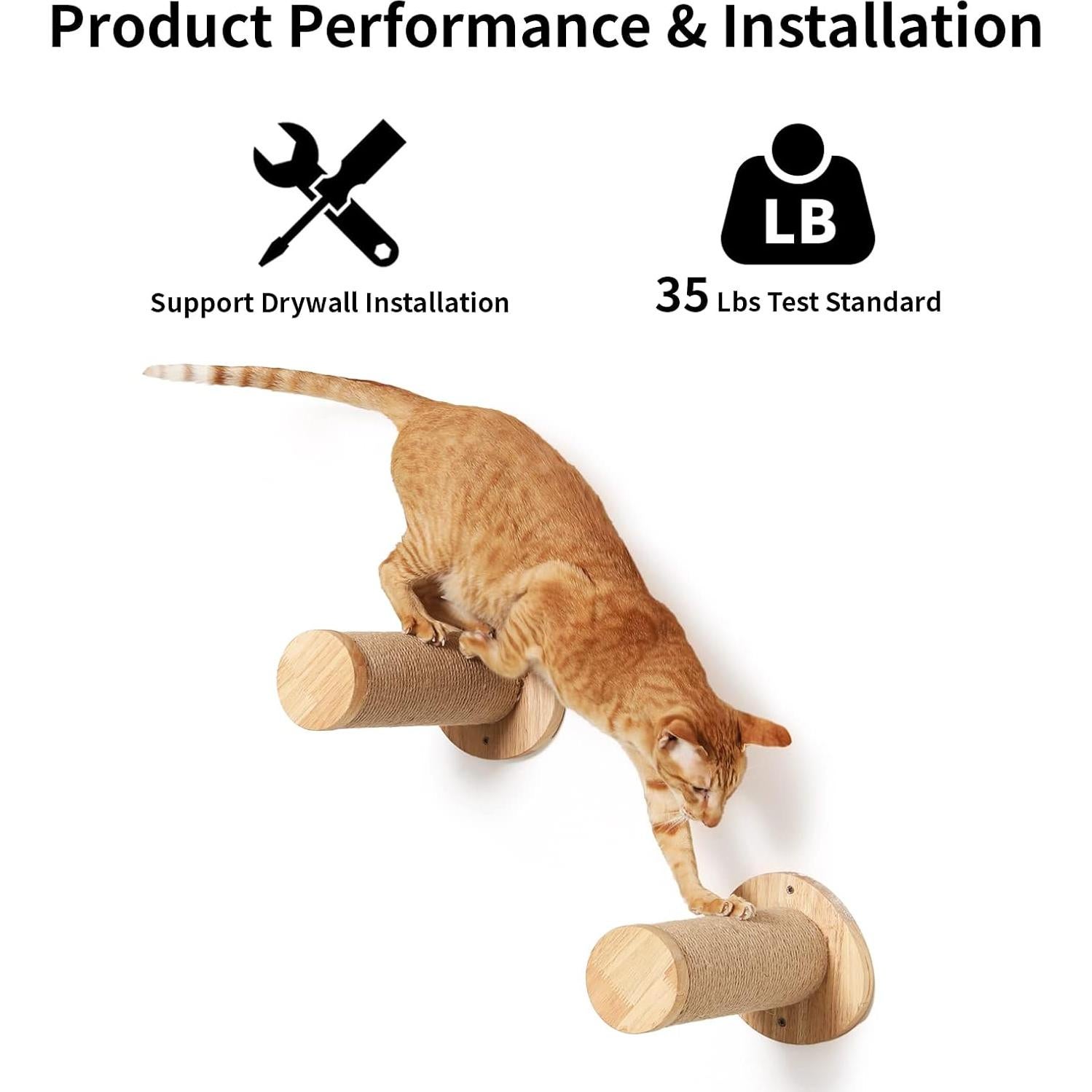 Estantes para Gatos FUKUMARU, Escalones de Madera 30x9.7cm, Paquete de 2