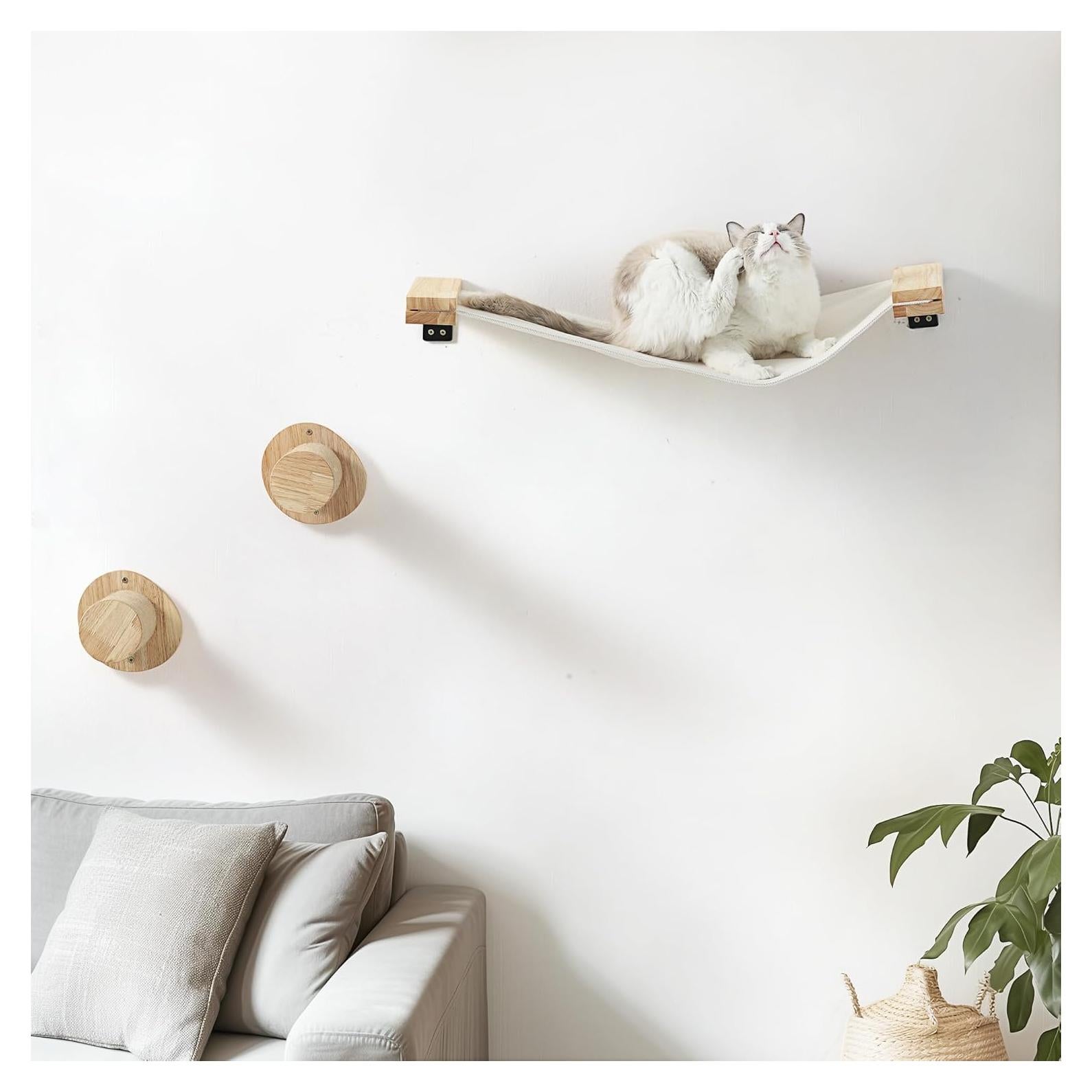 Juego de Estantes para Gatos FUKUMARU, Madera Sólida, 2 PCS