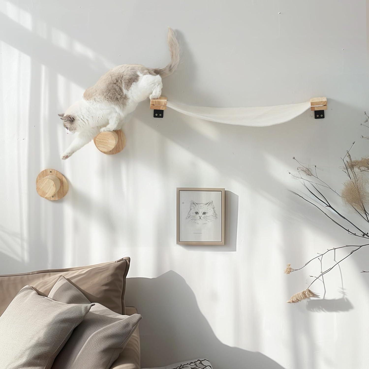 Juego de Estantes para Gatos FUKUMARU, Madera Sólida, 2 PCS