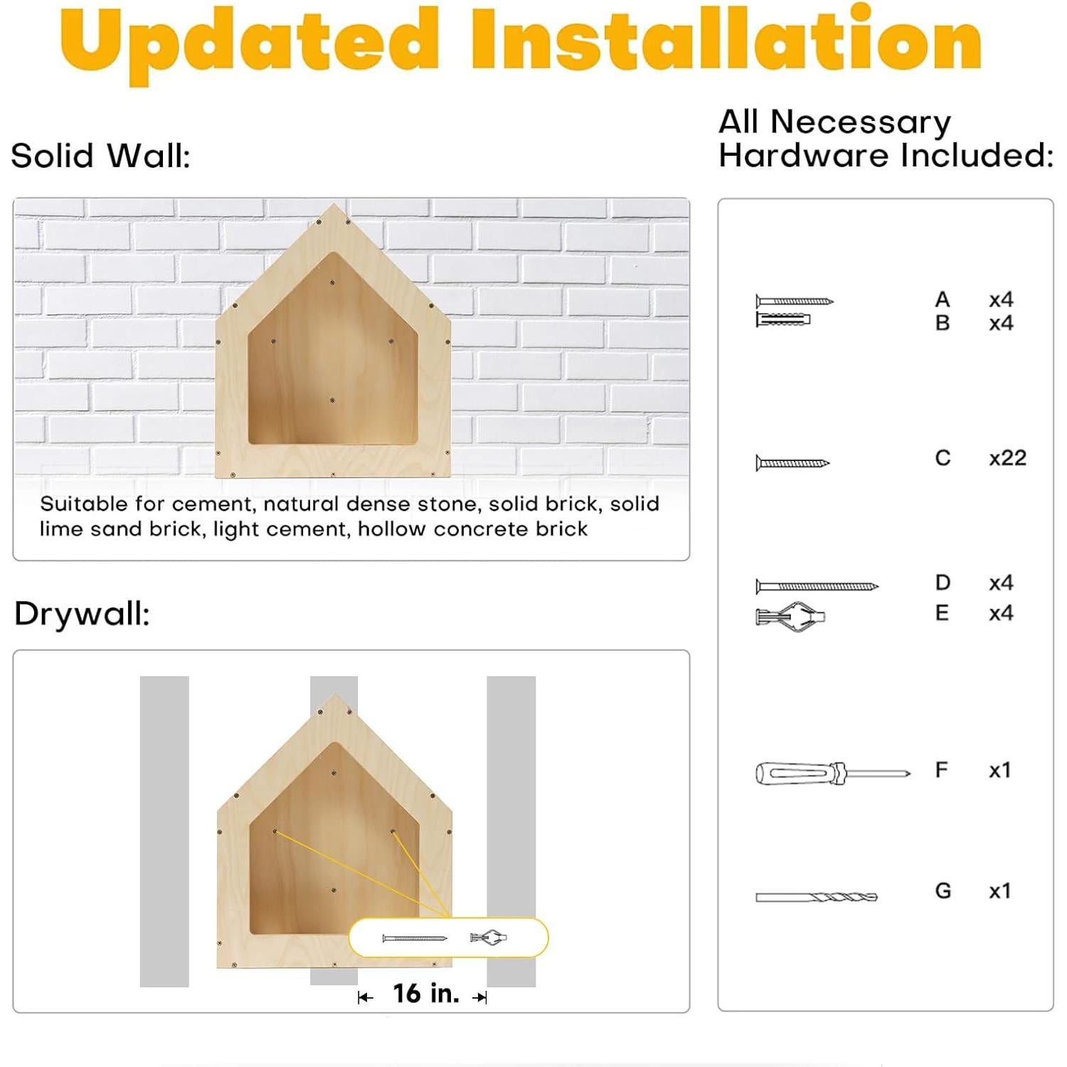 Casa para Gatos FUKUMARU Montada en Pared 39x30x46 cm Madera