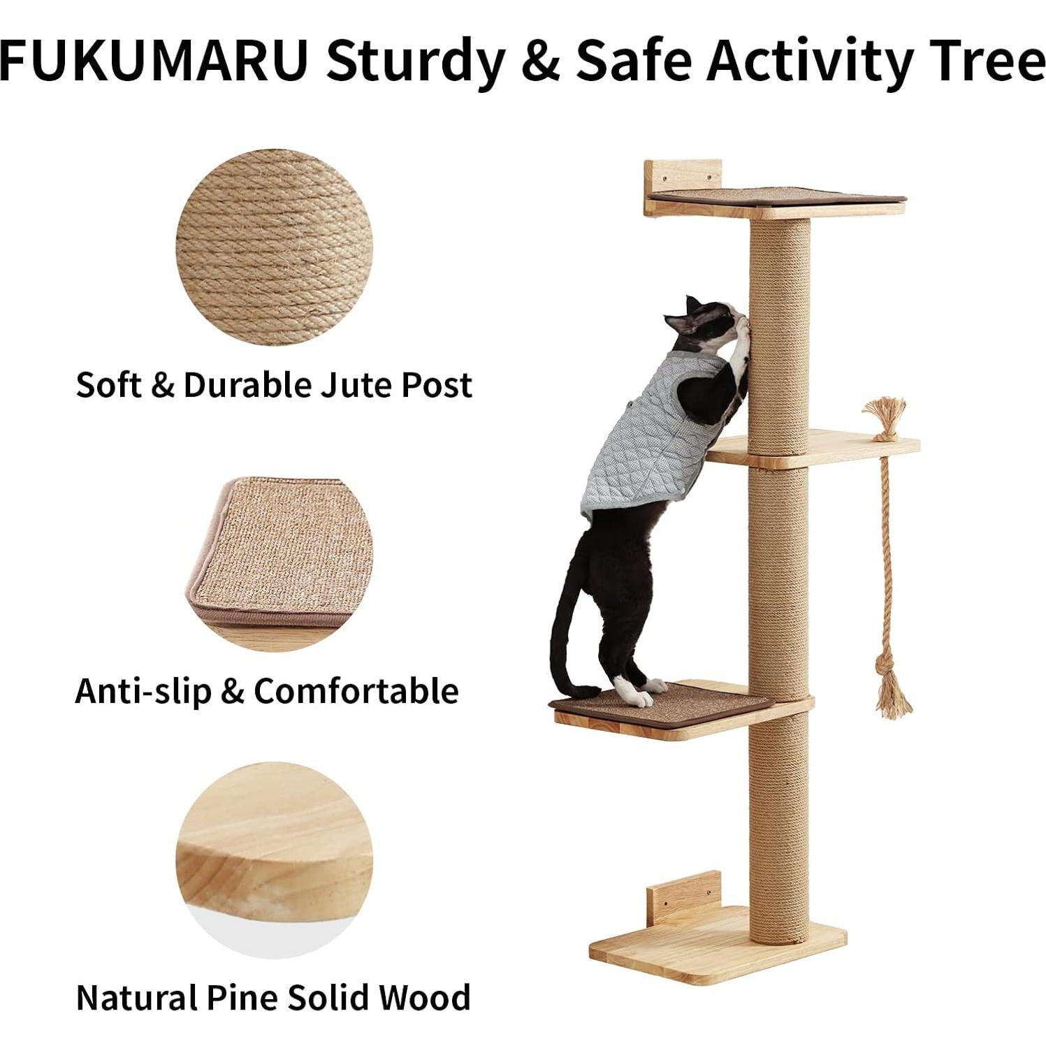 Árbol de Actividad para Gatos FUKUMARU 127 cm Madera Caucho