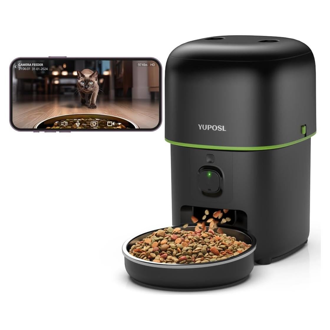 Comedero Automático para Gatos Yuposl 2L con Cámara HD y WiFi