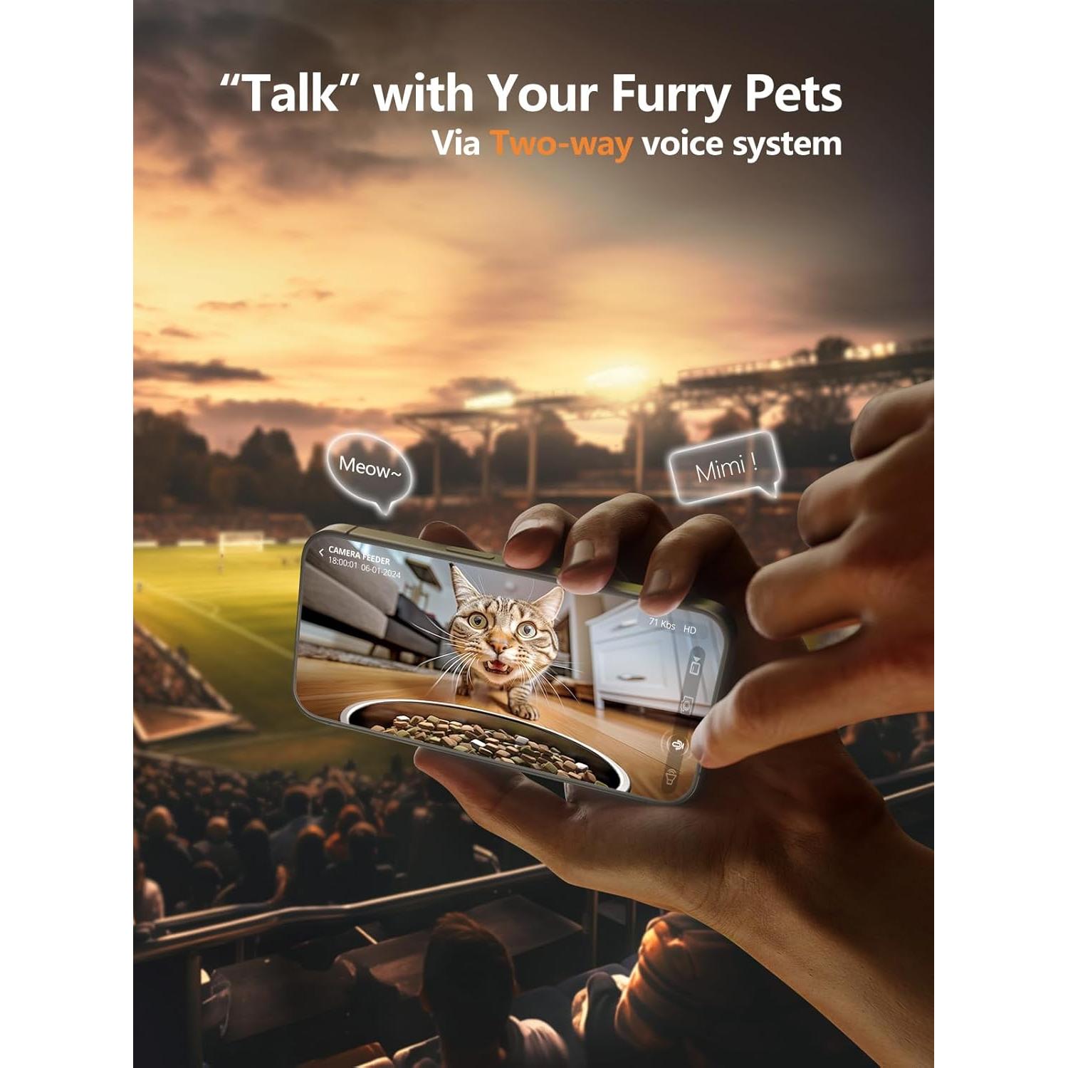 Comedero Automático para Gatos Yuposl 2L con Cámara HD y WiFi