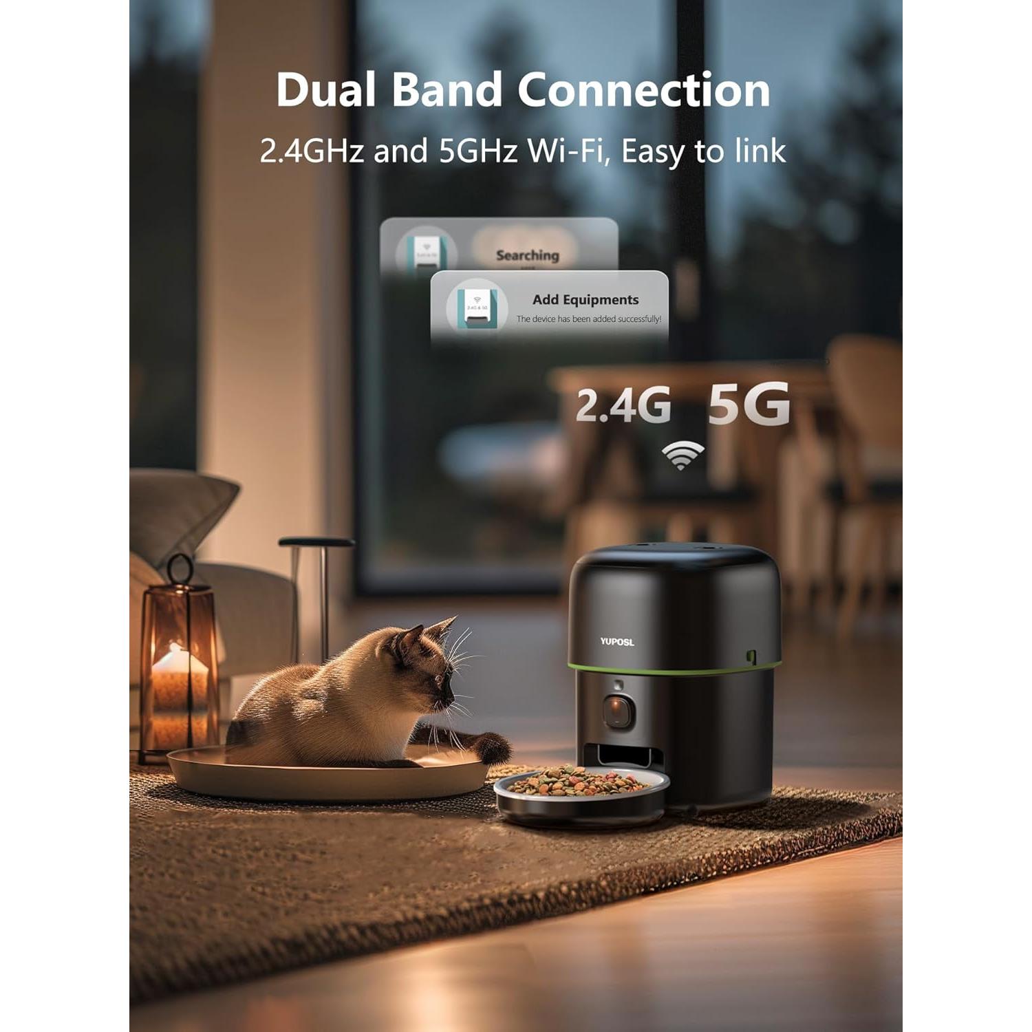 Comedero Automático para Gatos Yuposl 2L con Cámara HD y WiFi