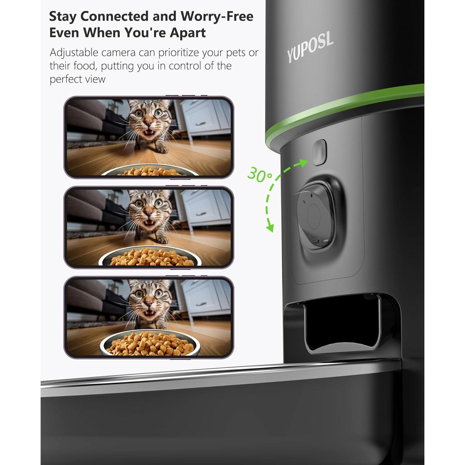 Comedero Automático para Gatos Yuposl 2L con Cámara HD y WiFi