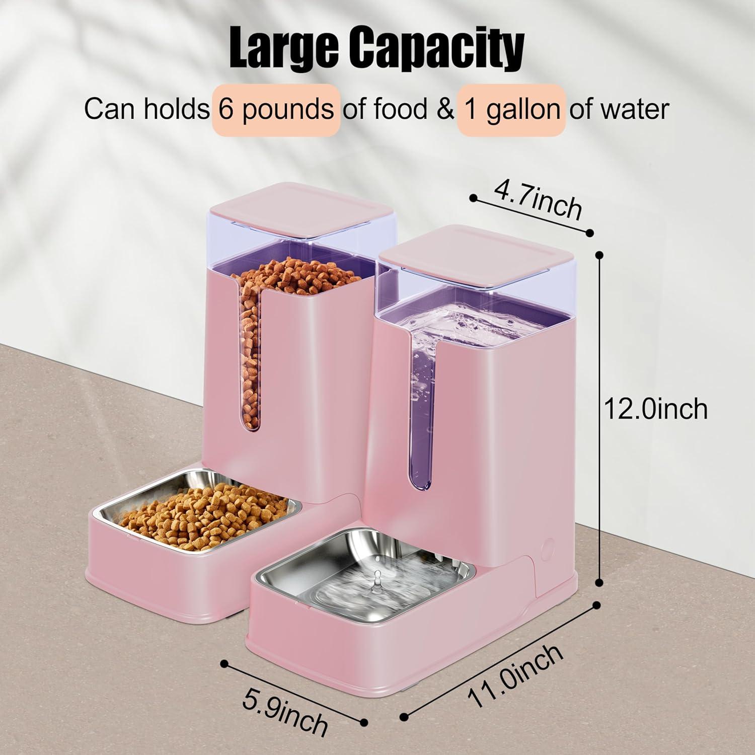 Dispensador automático de comida y agua para gatos Meowyoyo 3.5L Rosa