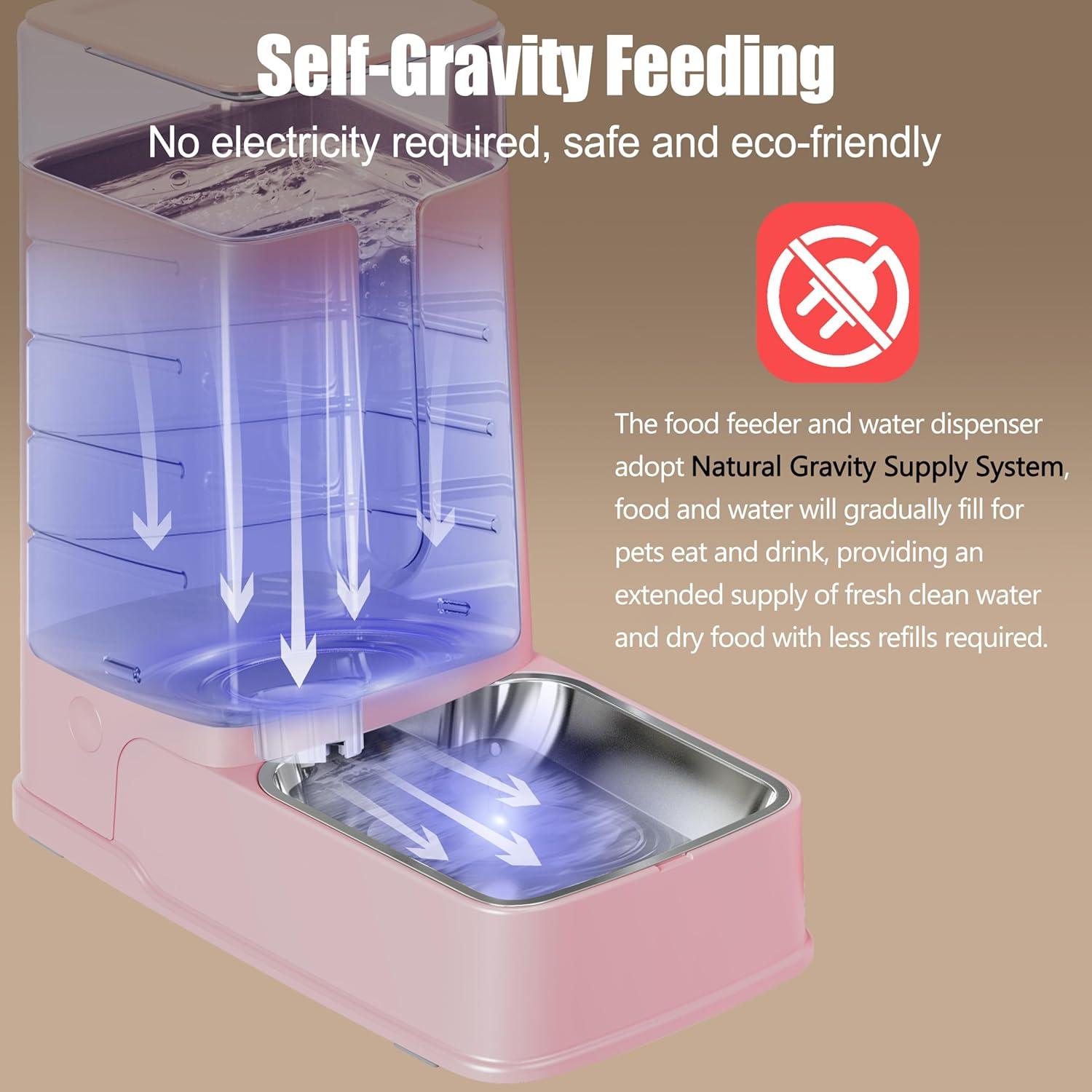 Dispensador automático de comida y agua para gatos Meowyoyo 3.5L Rosa
