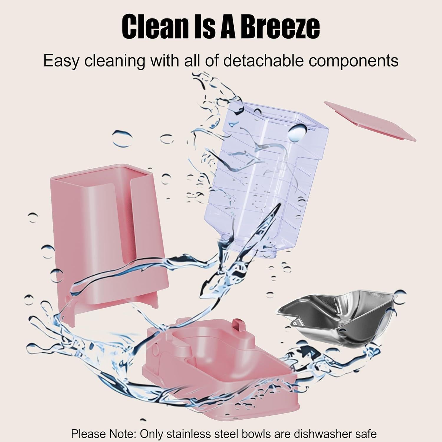 Dispensador automático de comida y agua para gatos Meowyoyo 3.5L Rosa