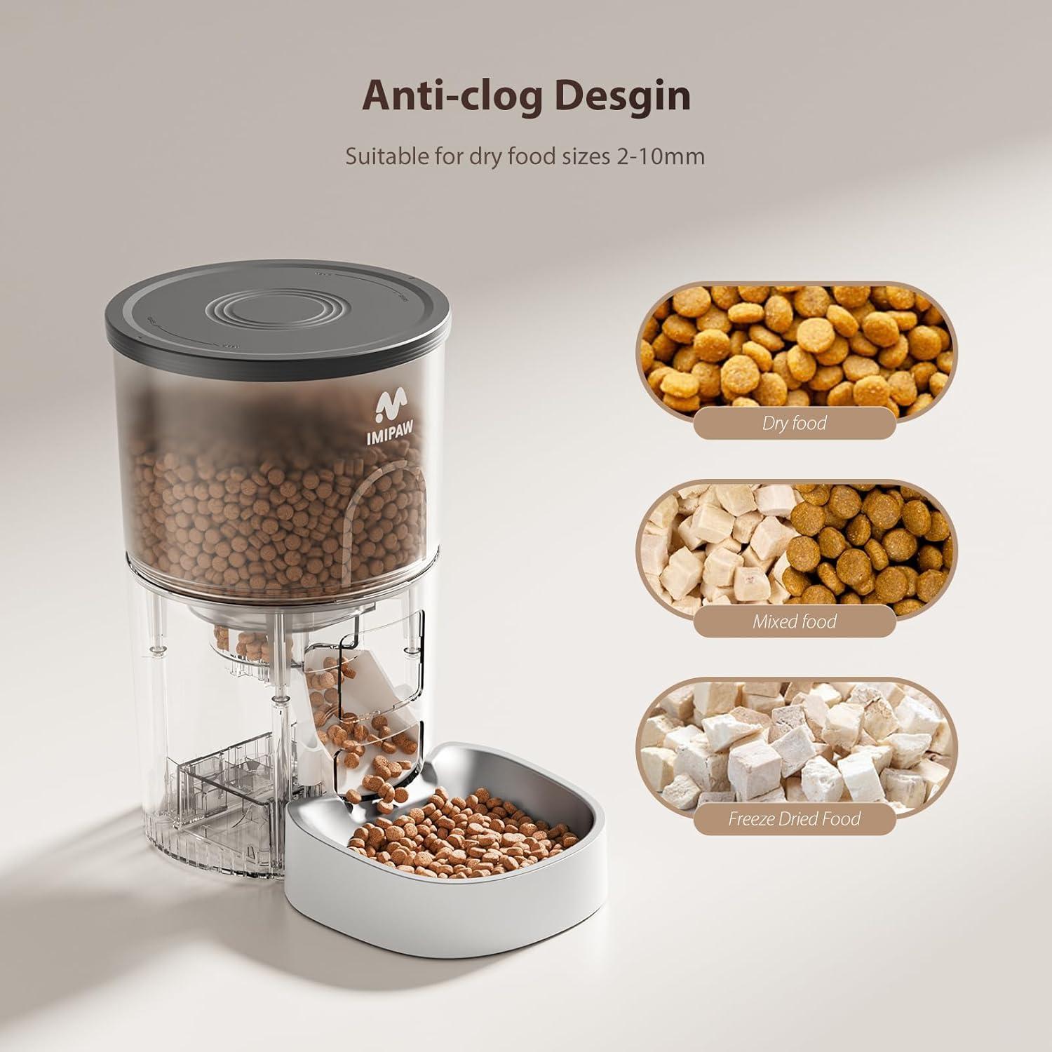 Comedero Automático para Gatos IMIPAW 3L Programable Blanco Negro