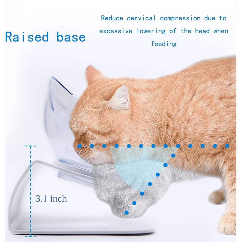 Cuencos Elevados para Gatos Luck Dawn T-130 2 en 1 Transparente