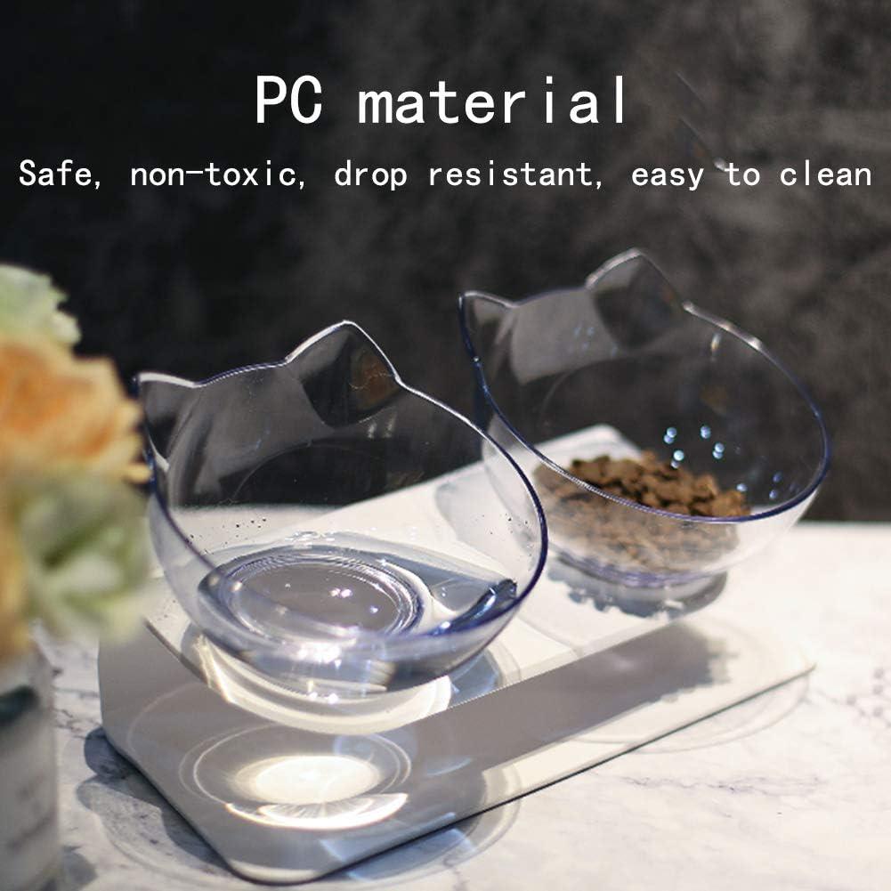 Cuencos Elevados para Gatos Luck Dawn T-130 2 en 1 Transparente