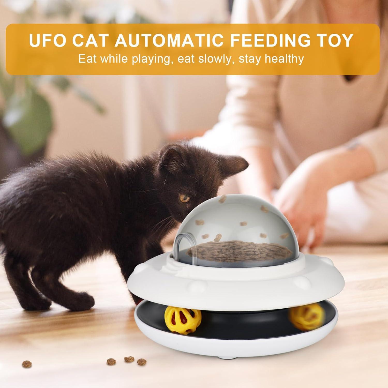 Comedero Interactivo para Gatos CarrieCathy UFO 2-en-1 Lento
