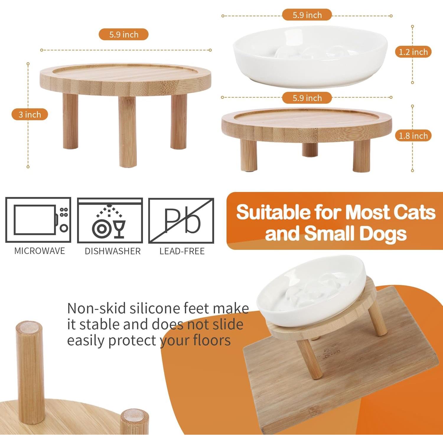 Cuenco Elevado para Gatos Lusifaco 15 cm Cerámica Antivómito