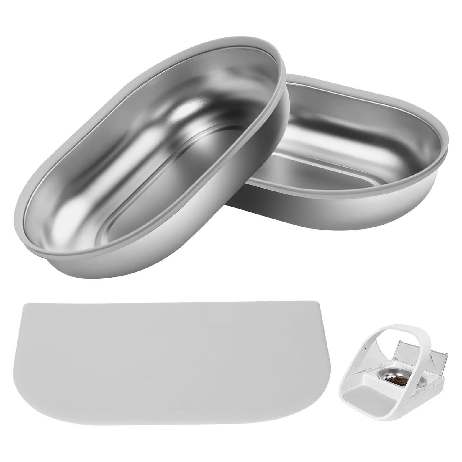 Tazón de Acero Inoxidable SureFeed 2 Pcs + Alfombrilla Gris