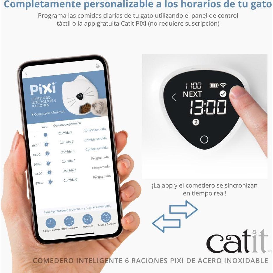 Alimentador Automático Catit PIXI 6-Comidas Acero Inoxidable