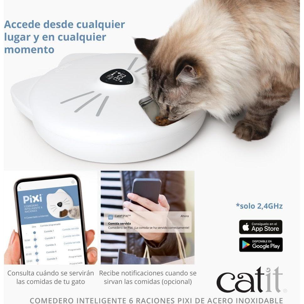 Alimentador Automático Catit PIXI 6-Comidas Acero Inoxidable