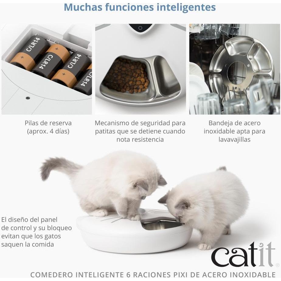 Alimentador Automático Catit PIXI 6-Comidas Acero Inoxidable