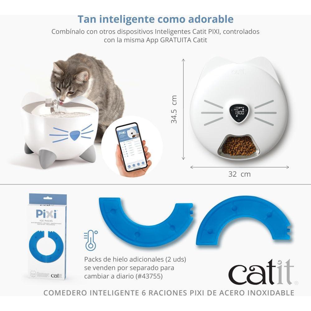 Alimentador Automático Catit PIXI 6-Comidas Acero Inoxidable