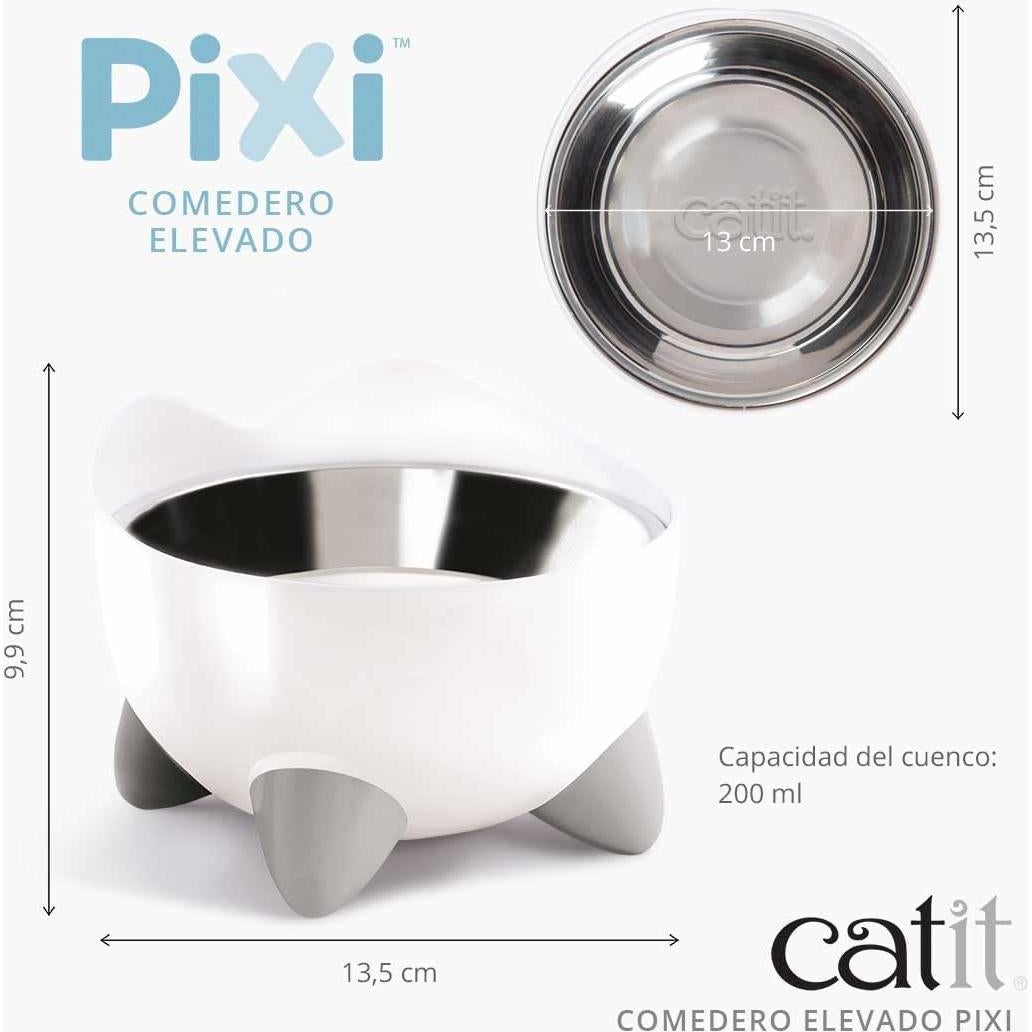Plato Elevado para Gatos Catit PIXI Acero Inoxidable 14cm