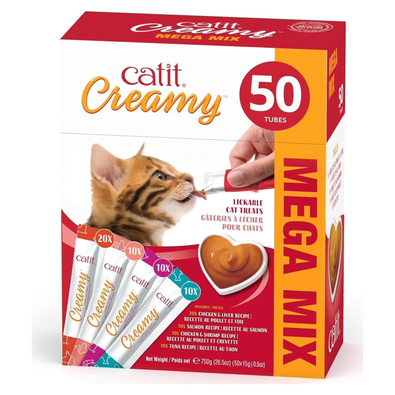 Catit Creamy Treats Lickables para Gatos - 50 Tubos de 14.17 g