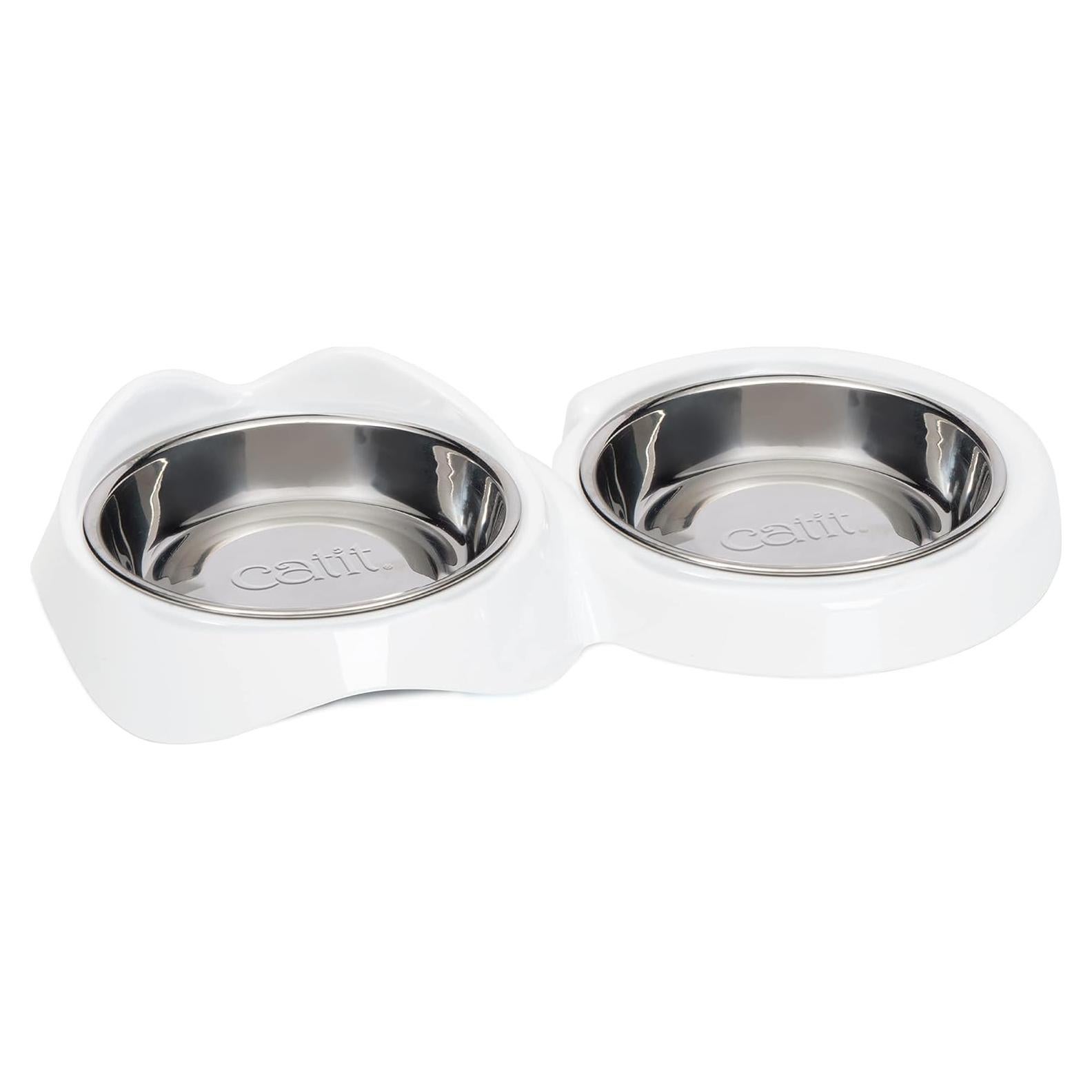 Plato de Alimentación Doble Catit PIXI para Gatos - Acero Inoxidable