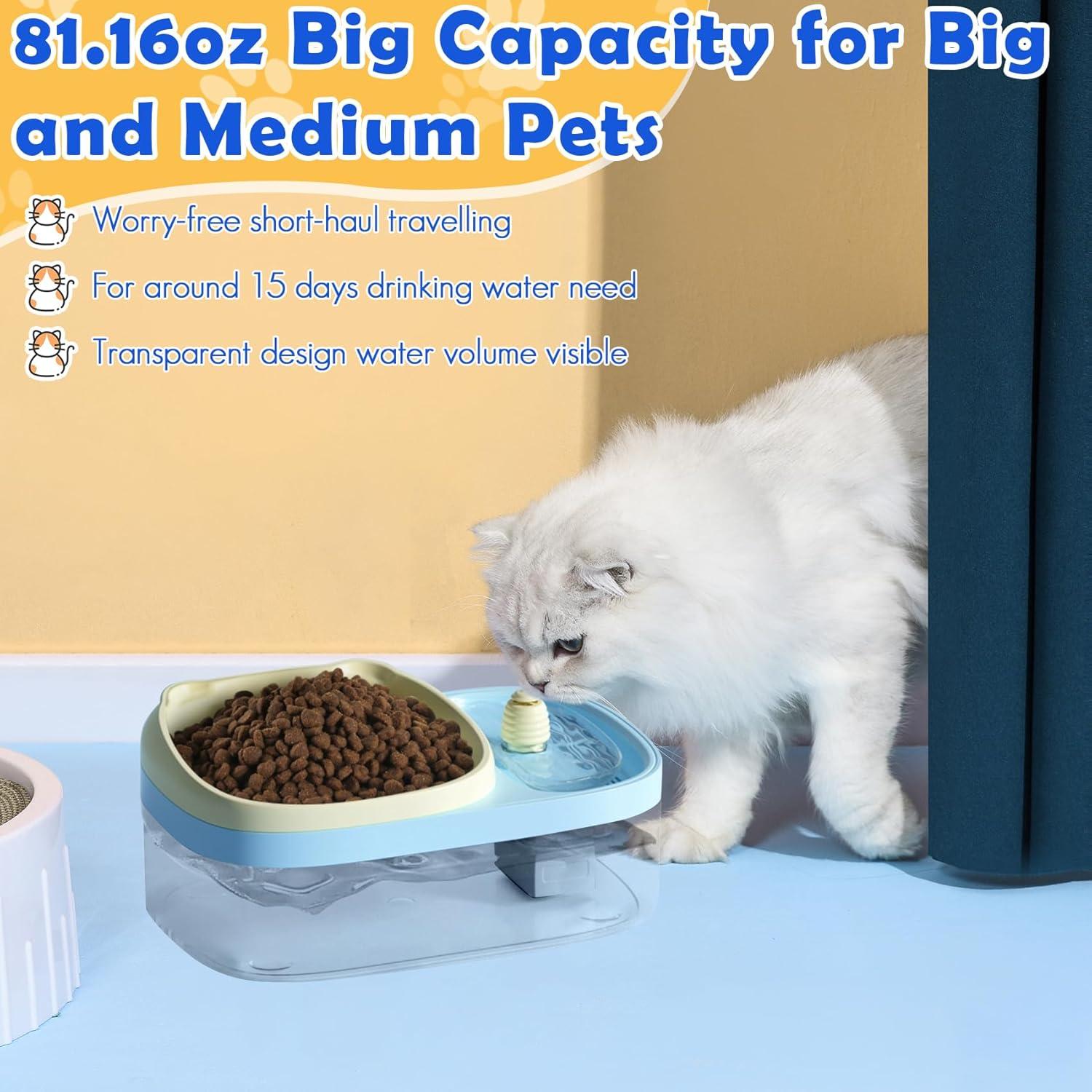 Cuencos Dobles 2 en 1 Jellydog para Perros y Gatos - Dispensador Automático de Agua 2.4L