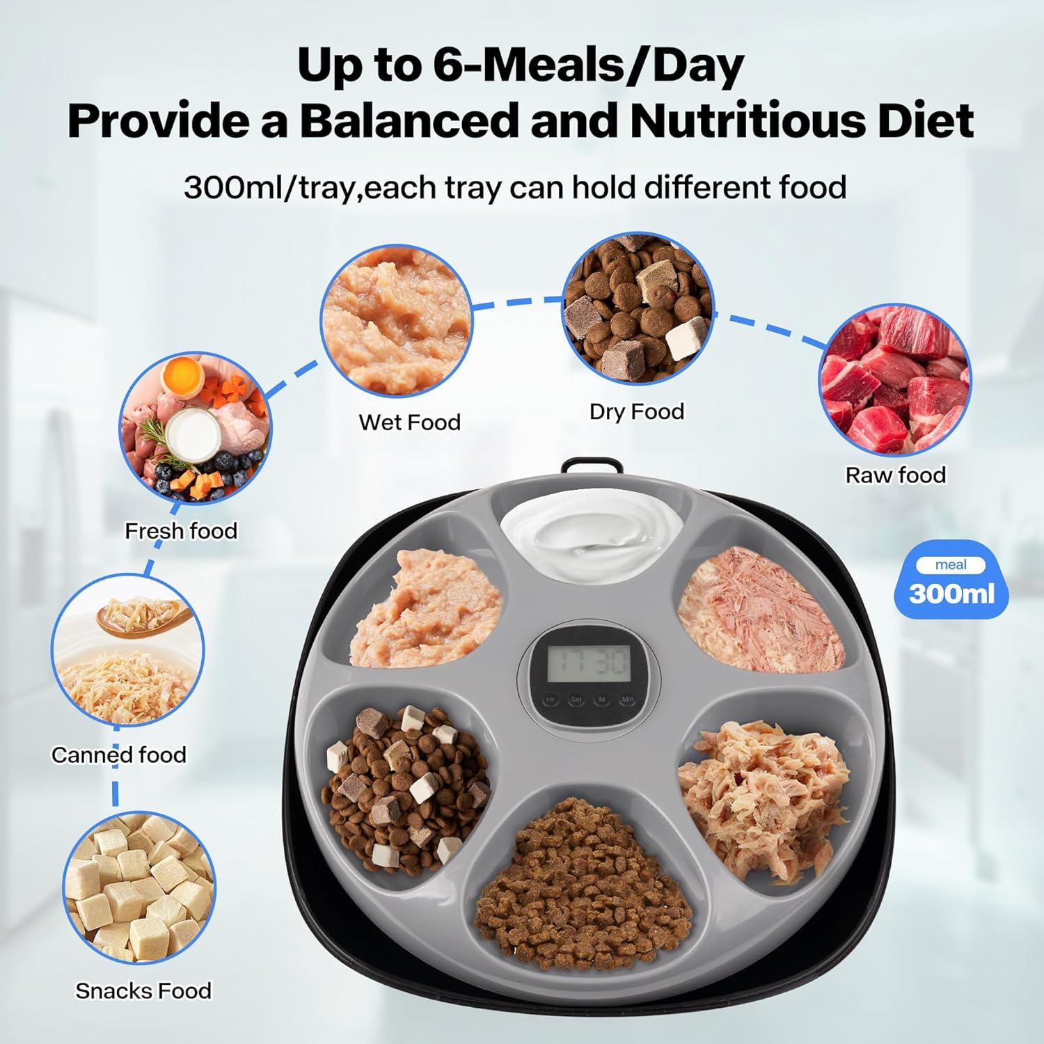 Dispensador Automático de Comida PetPrime 6 Comidas 300ml