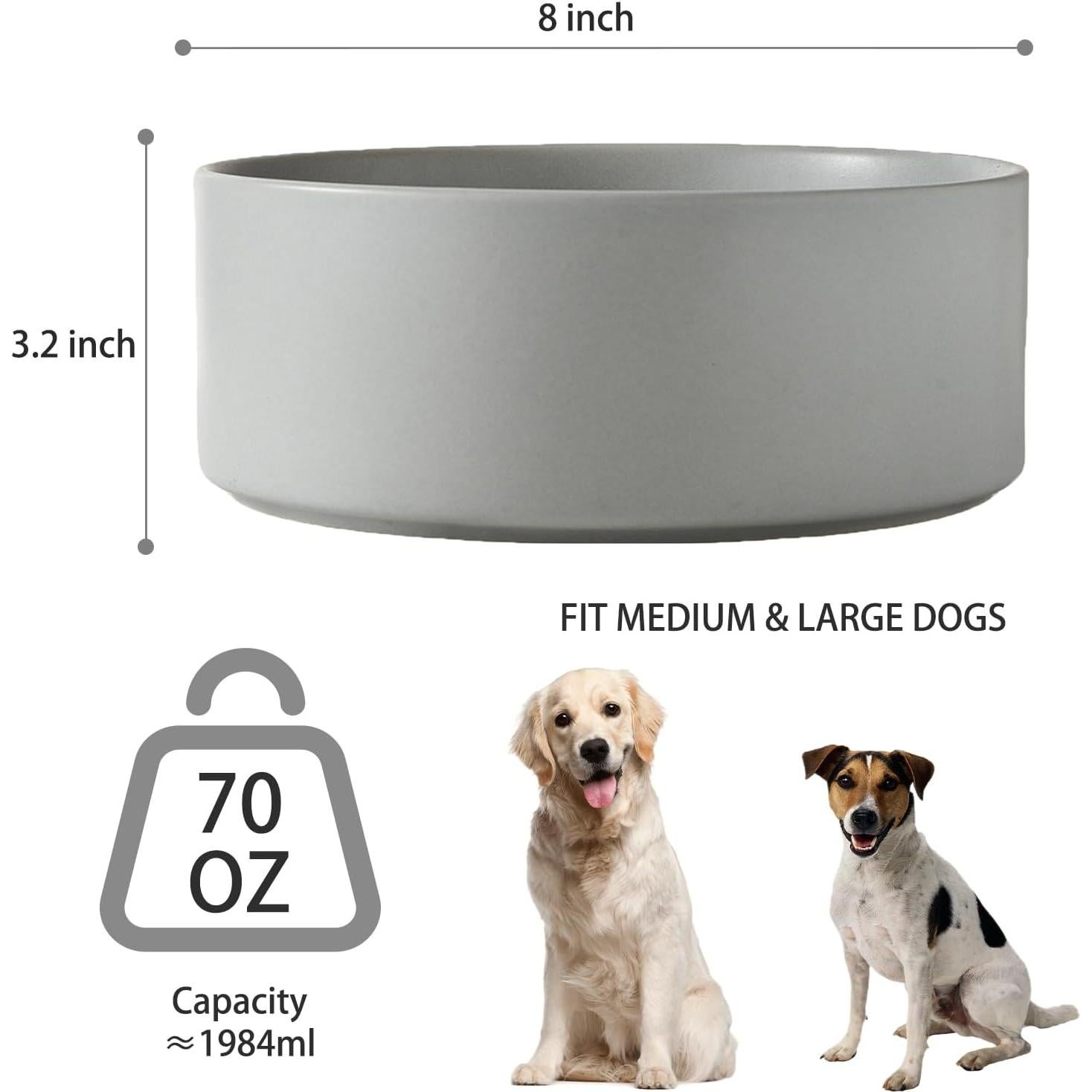 Tazón de Perro Cerámica 20 cm Welloyed Antideslizante Gris