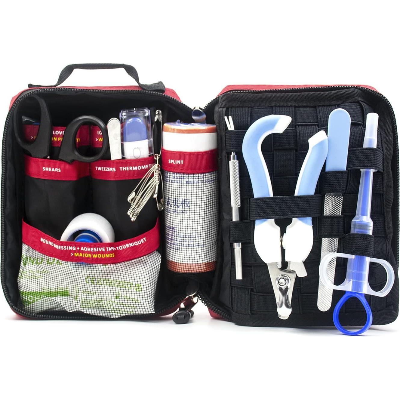 Kit de Primeros Auxilios para Mascotas Lanpowkin 160 Piezas Rojo