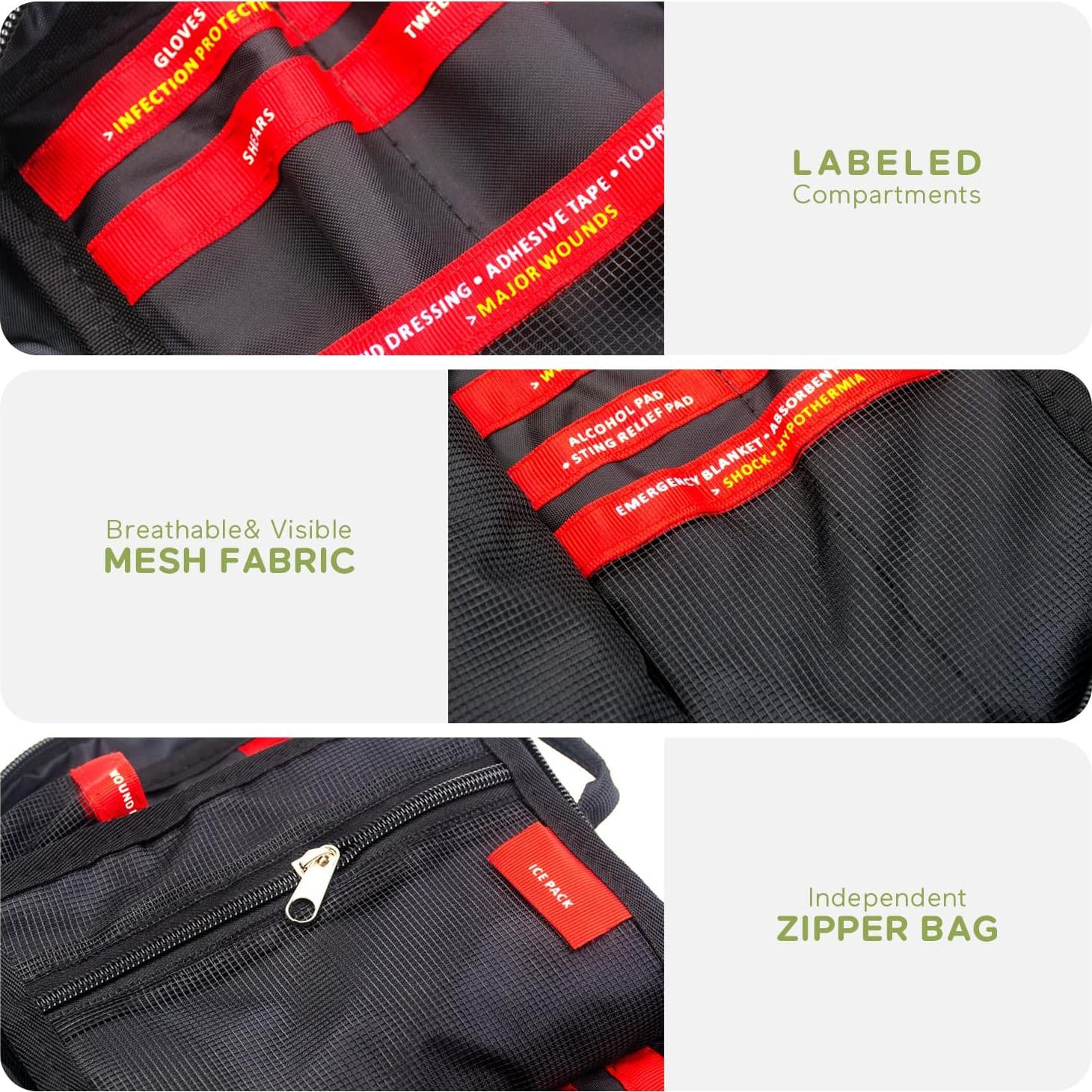 Kit de Primeros Auxilios para Mascotas Lanpowkin 160 Piezas Rojo