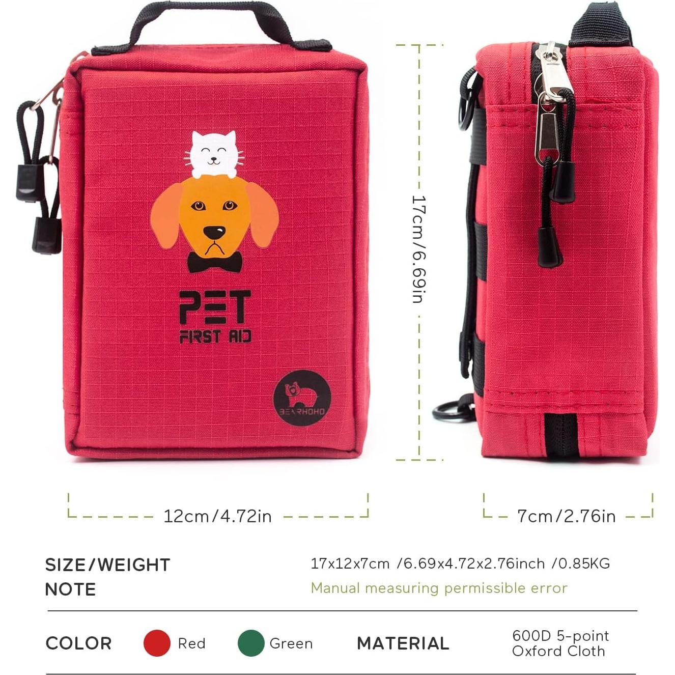 Kit de Primeros Auxilios para Mascotas Lanpowkin 160 Piezas Rojo
