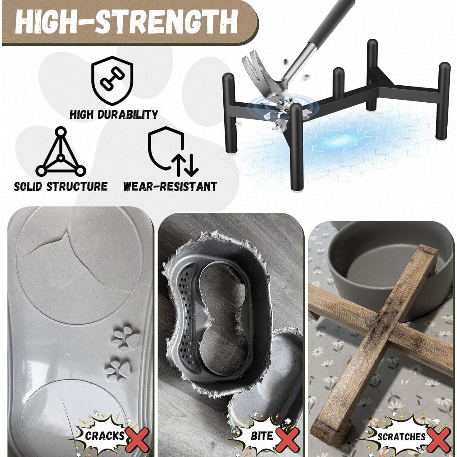 Juego de Cuencos Elevados para Perros PTOBER - Cerámica y Acero Inoxidable