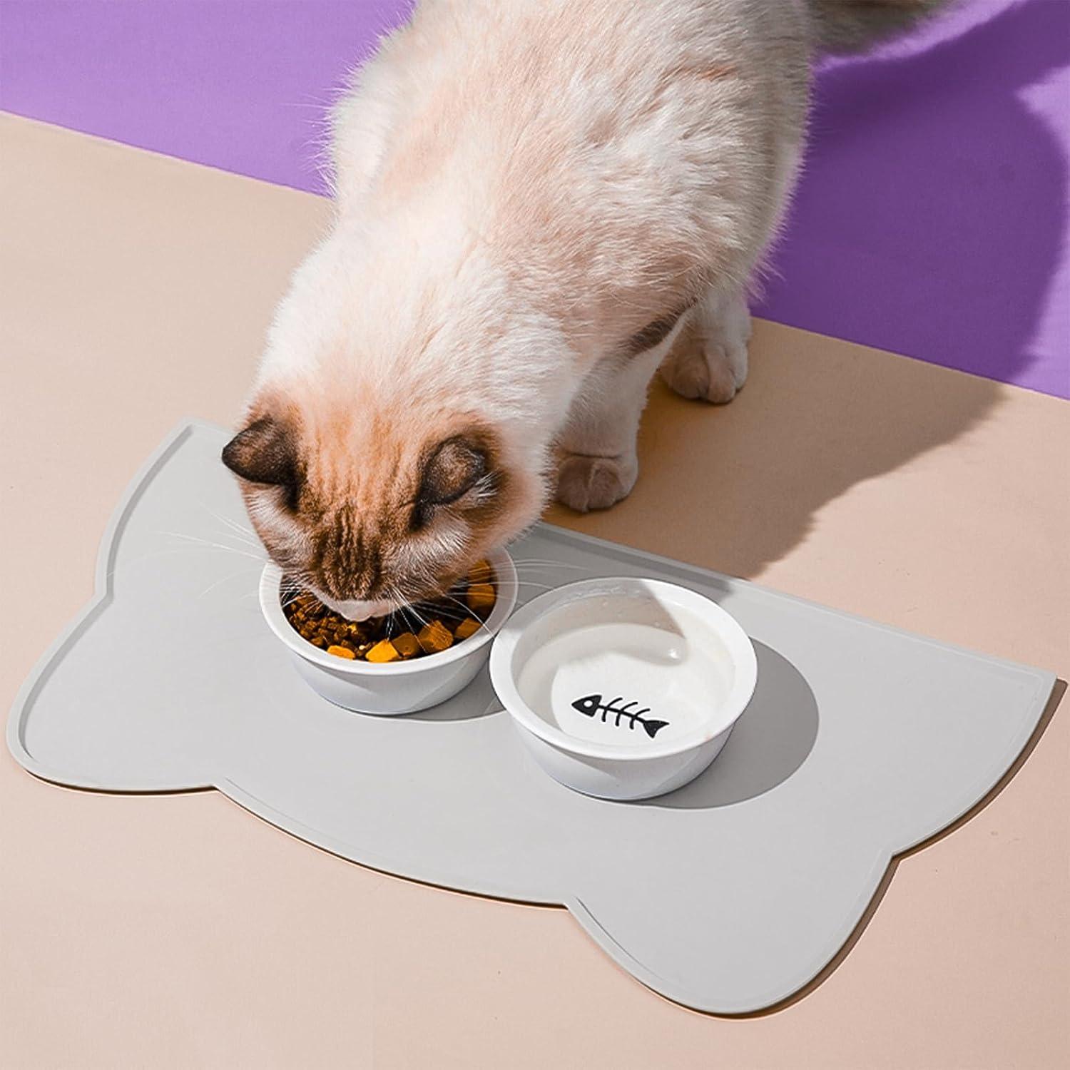 Alfombrilla de Silicona para Comida de Gato TOKAYIFE 44.5x25cm Gris