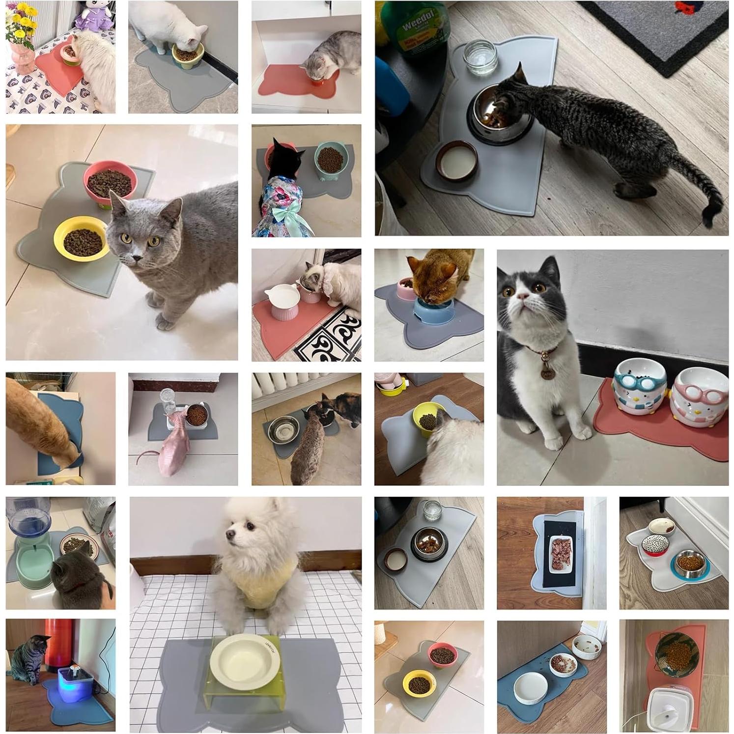 Alfombrilla de Silicona para Comida de Gato TOKAYIFE 44.5x25cm Gris