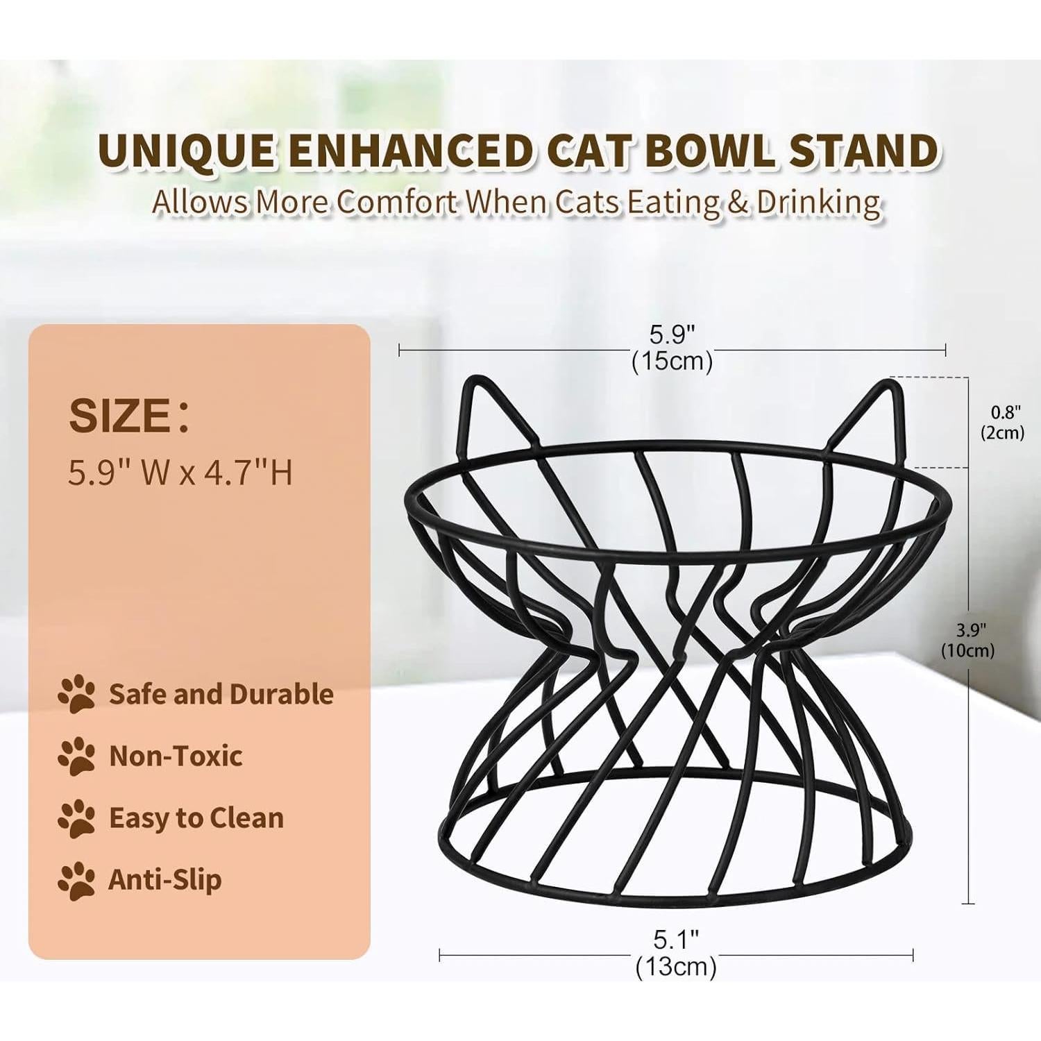 Soporte Elevado para Plato de Gato AHX - Hierro Antideslizante 15x12 cm