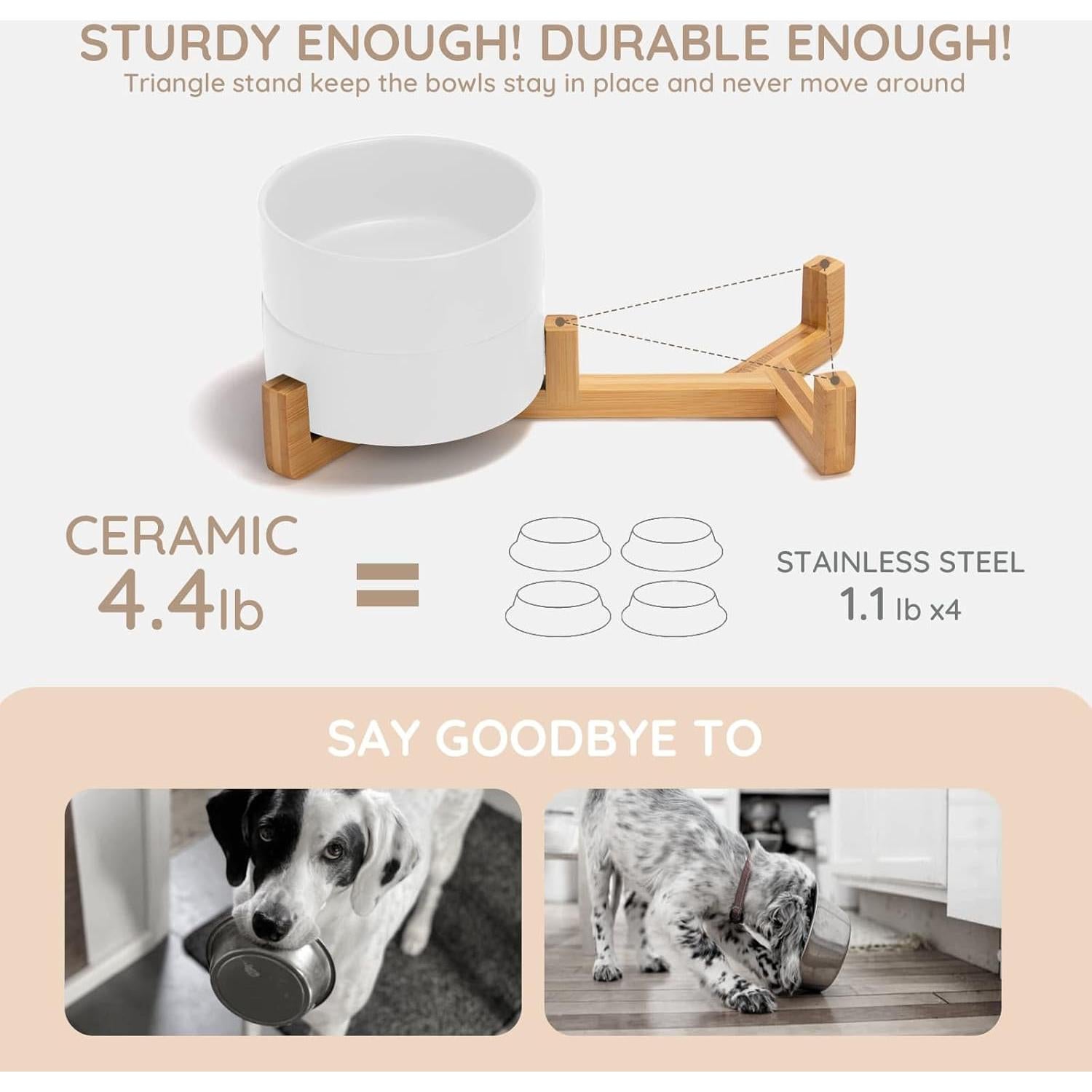 Tazón de Cerámica para Perros y Gatos SpunkyJunky 850 ml Doble