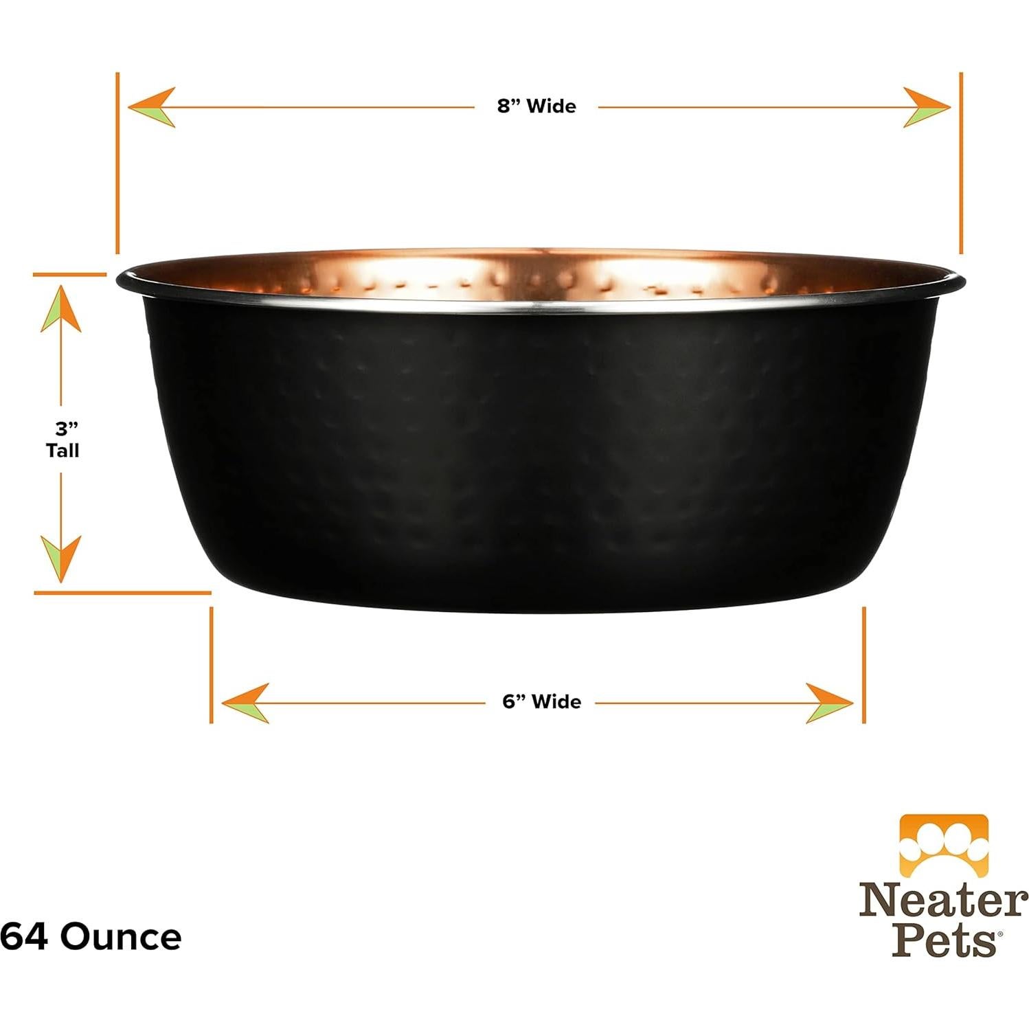 Cuenco Martillado Grande Neater Pet Brands - Cobre Negro 1.89L