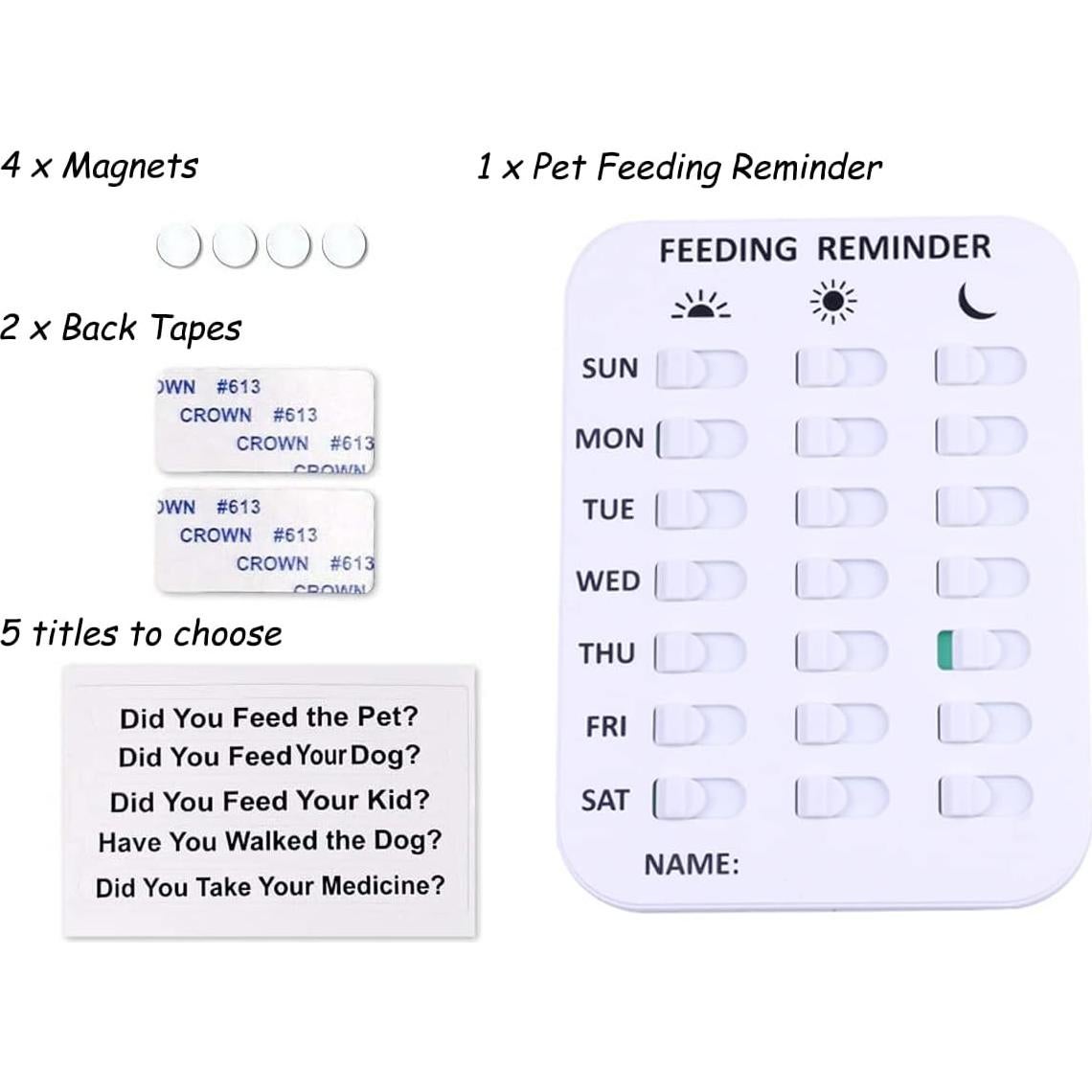 Recordatorio de Alimentación para Mascotas Kwispel - Imán 3 Veces al Día